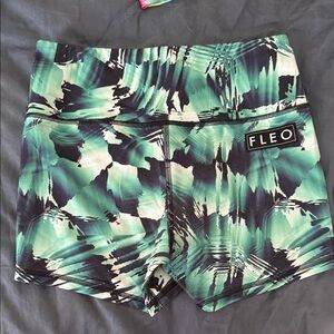 Fleo Women's Teal and Black Athletic Shorts